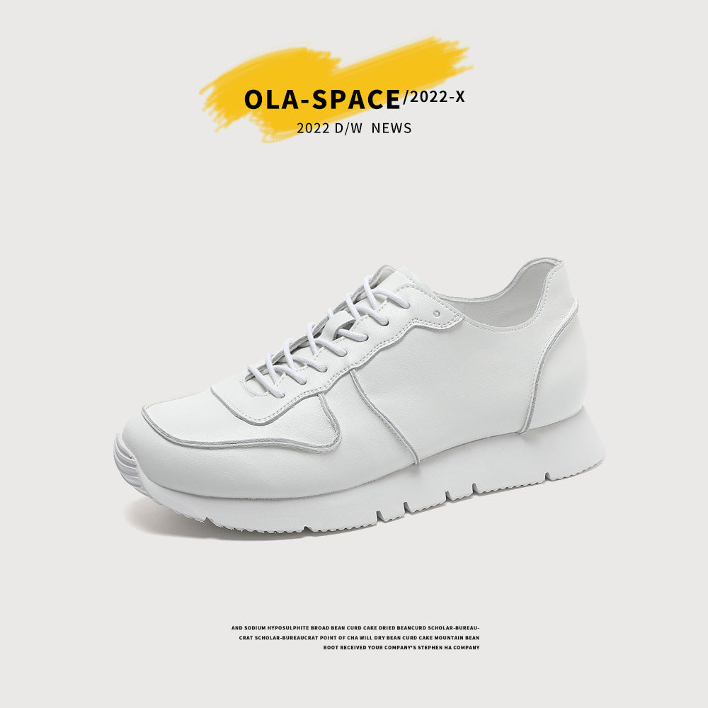 Men's Uncle White Fashionable Running Board Retro Leather Shoes