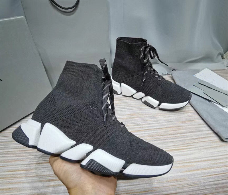 Women's Winter Paris Sock Flat Knitted Letter Sneakers