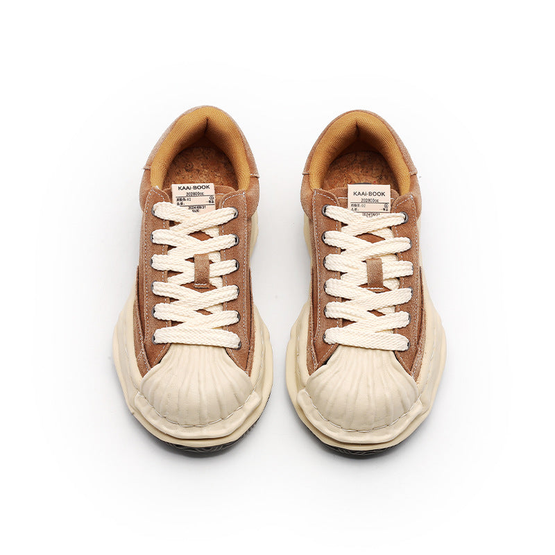 Women's & Men's Washed Worn Dissoed Niche Retro Patchwork Platform Men's Board Shoes