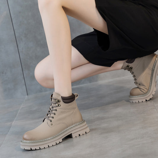 Women's Platform Martin Single Mid Chunky Autumn Boots