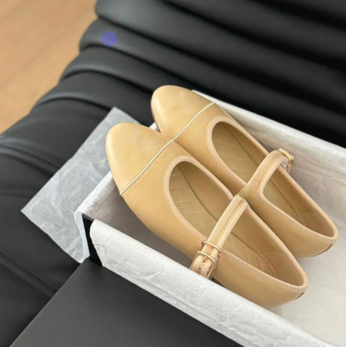 Style Genuine Strap Ballet Female Vintage Low-cut Mary Women's Casual Shoes