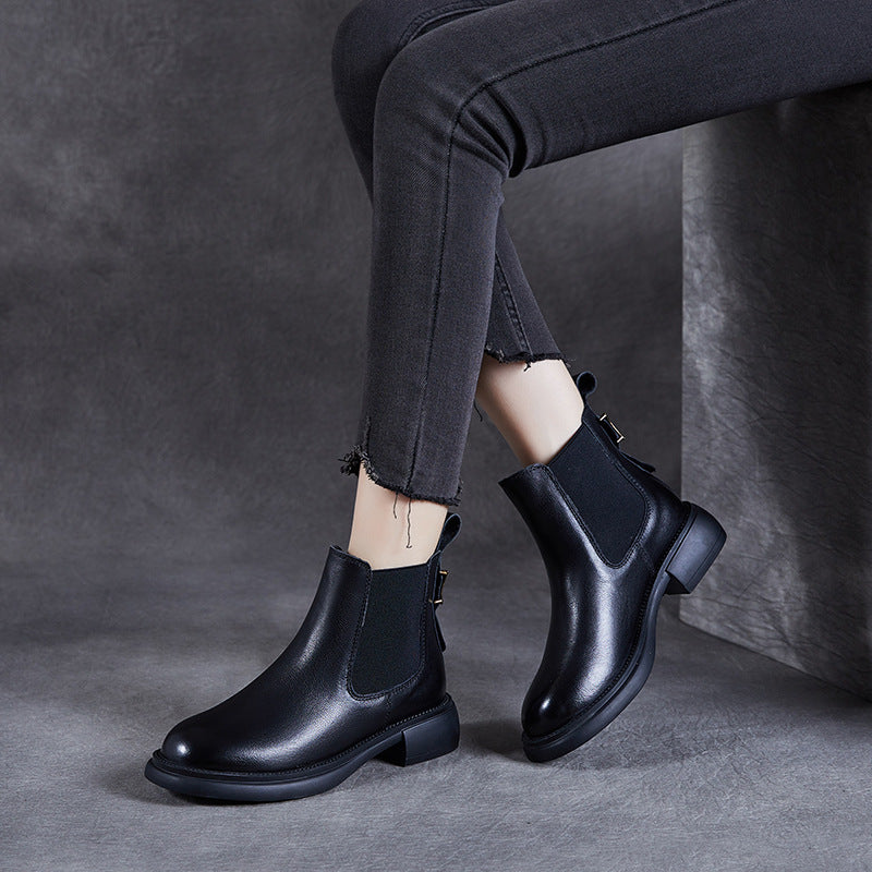 Women's Chelsea Ankle Elastic Band Slip-on Short Low Comfortable Boots