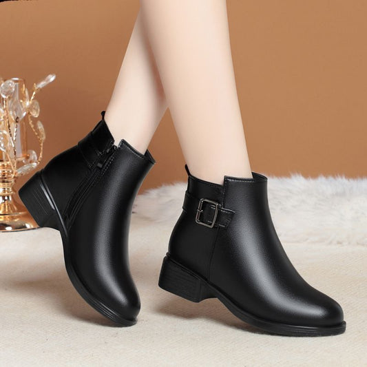 Women's Mom Real Wool Cotton Veet Short Women's Leather Boots