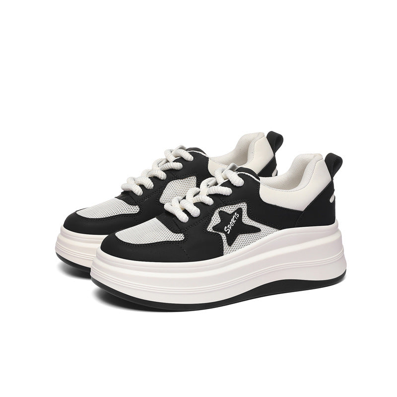 Women's Gold Silk Rabbit White Dad Spring Sneakers