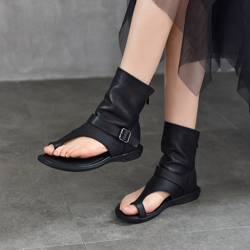 Women's Buckle Cover Toe Short Summer Roman Flat Sandals