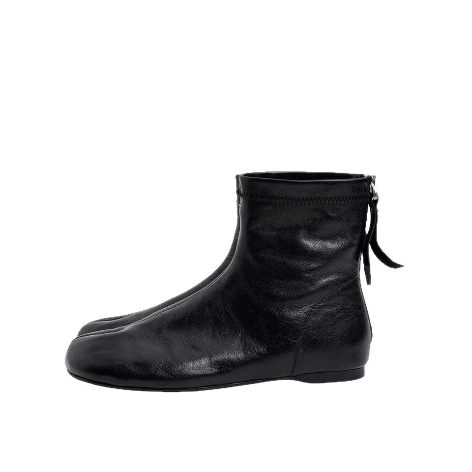 Women's Cowhide Version Niche Trotter Height Increasing Insole Back Zipper Flat Women's Leather Boots