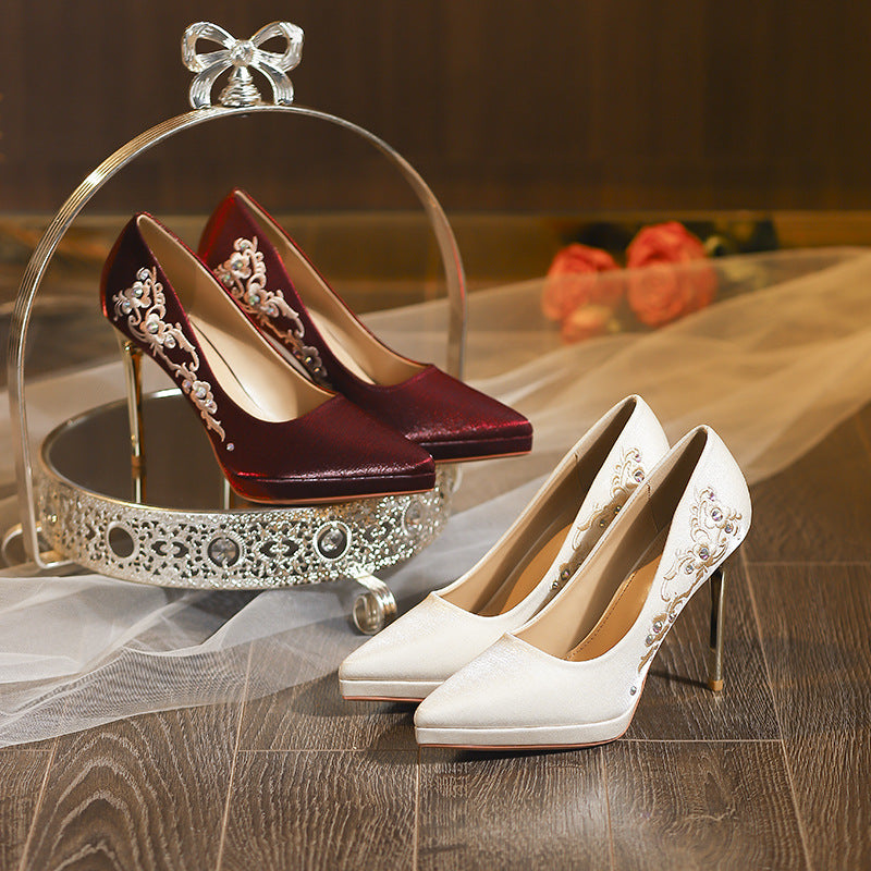 High Female Pointed Toe Stiletto Waterproof Platform Women's Fashion Shoes