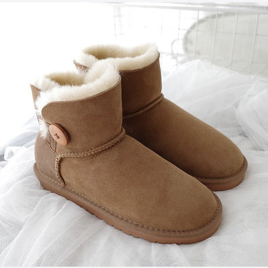Women's Winter Warm Sheepskin Fur Short Thickening Snow Boots