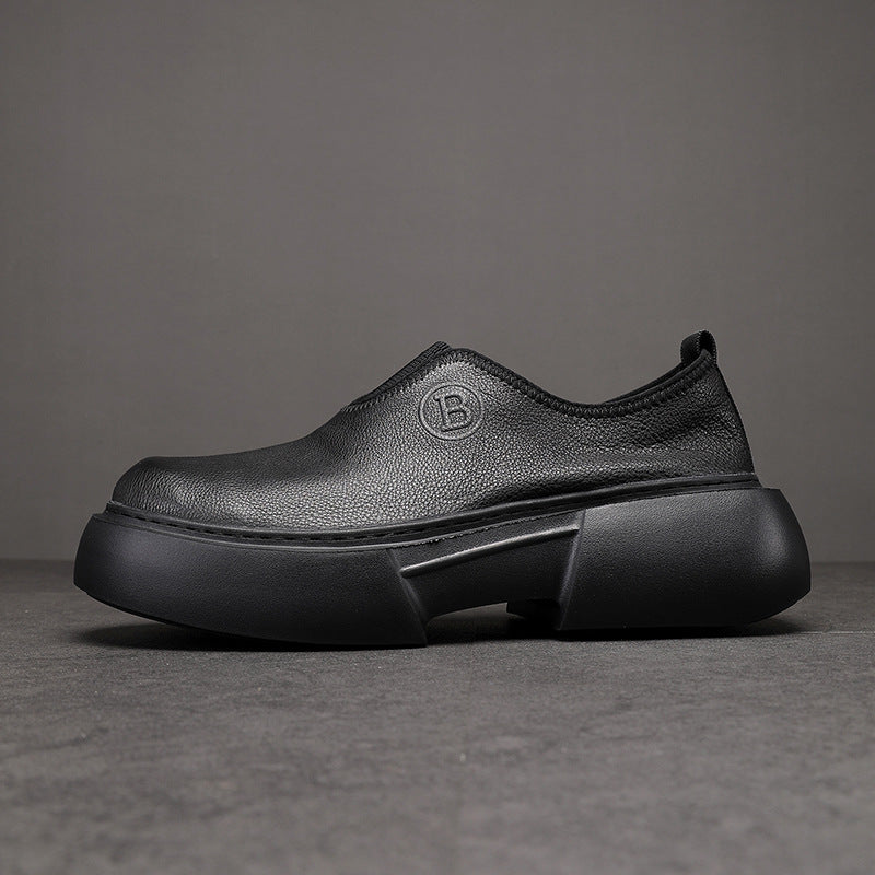 Men's Summer Driving Comfortable Platform Elevator Wild Leather Shoes