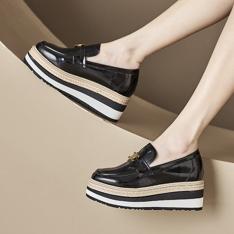 Korean Style Platform Height Increasing Wedge Casual Shoes