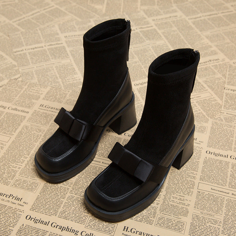 Women's Thin Single Winter Bow High Boots