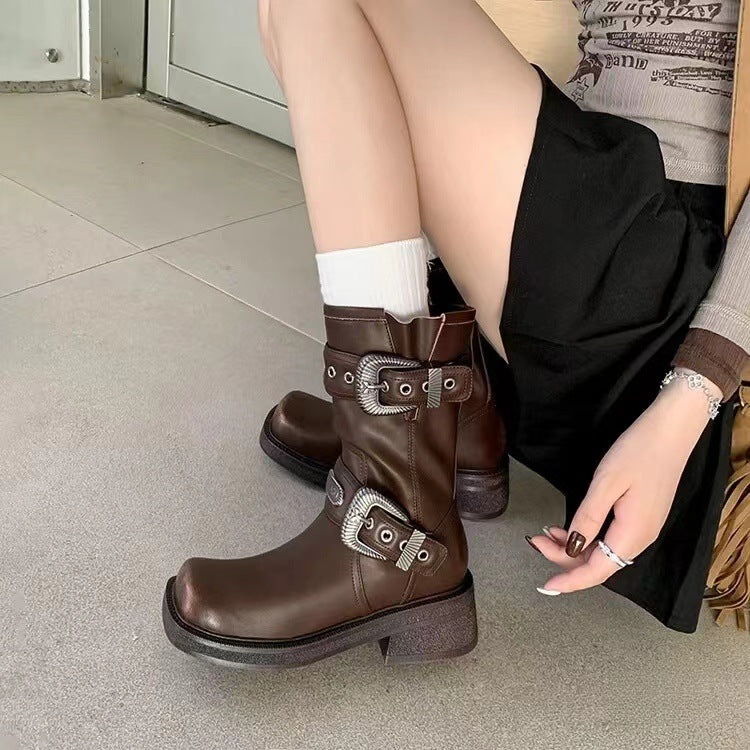 Women's Knight For British Platform Ankle Plus Women's Leather Boots