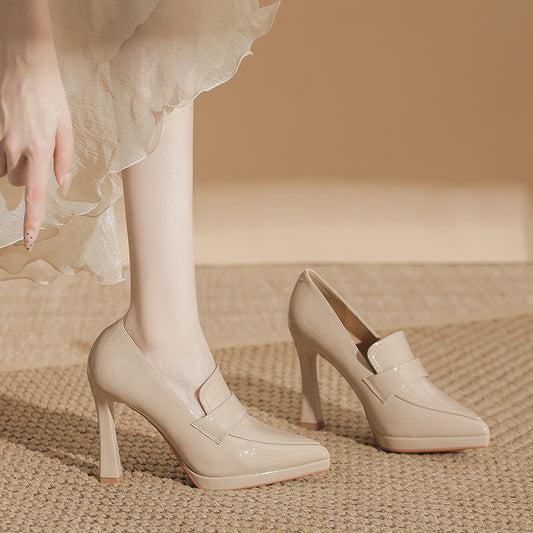 Women's Preppy Style Pointed Stiletto High Waterproof Platform Not Heels