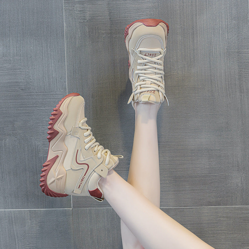 Women's Platform Dad Fleece-lined Warm Small Sports Sneakers