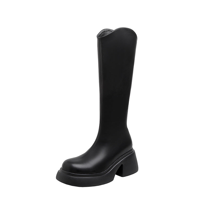 Women's V Cut Below The Knee Back Boots