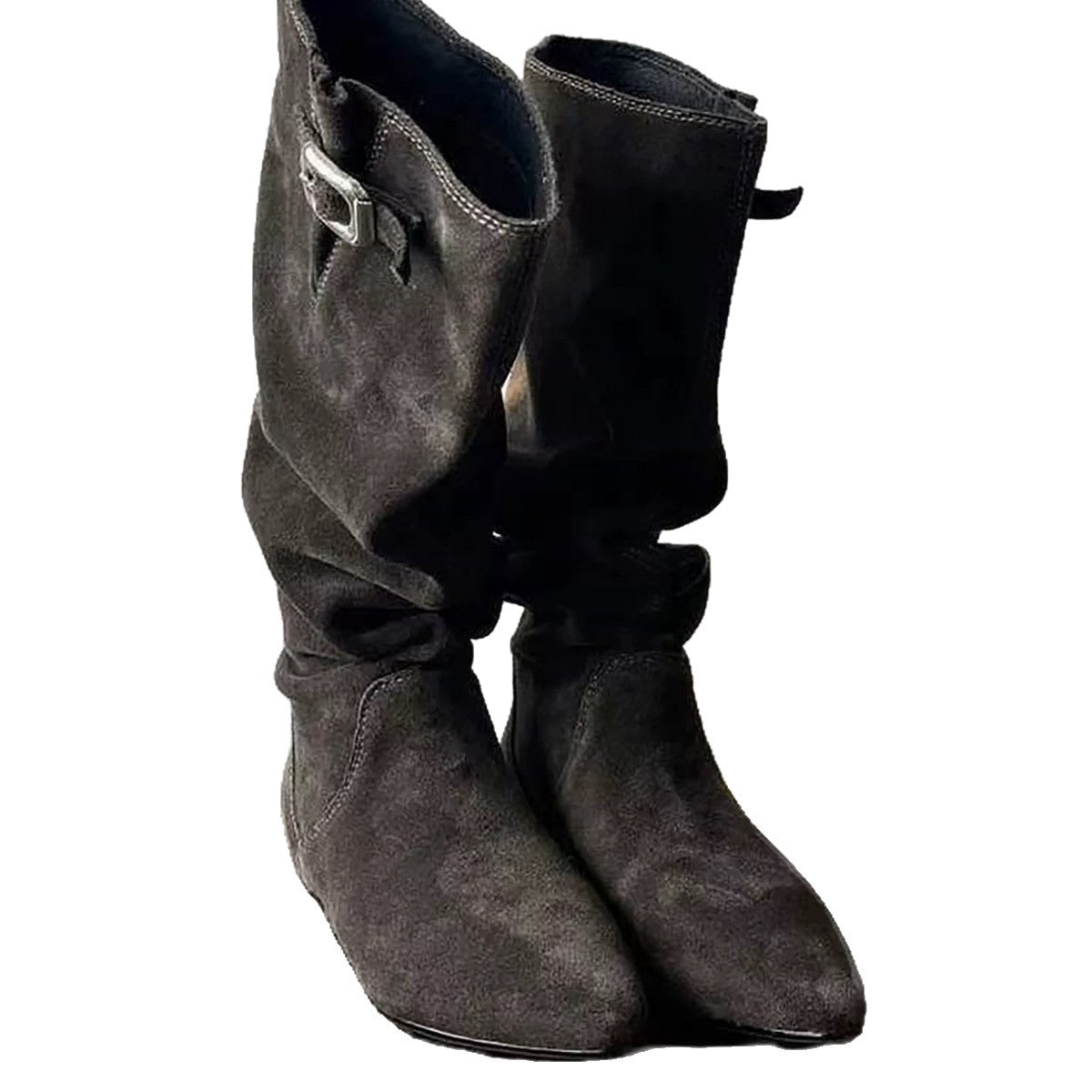 Women's Idle Style Ruffle Pile Low Tube Cowboy Women's Leather Boots