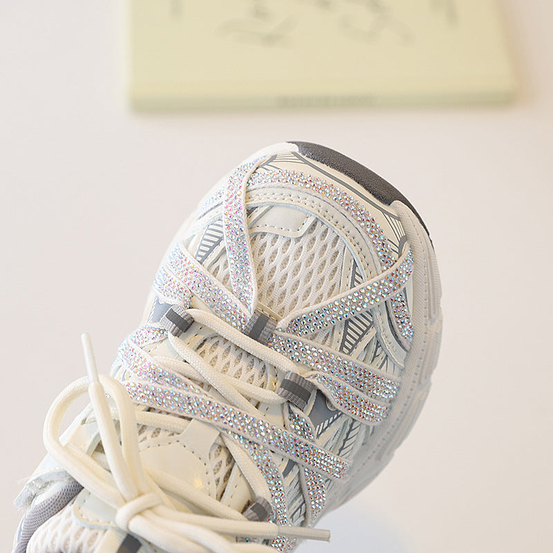 Children's Trendy Spring Retro Rhinestone Little Dad Casual Shoes