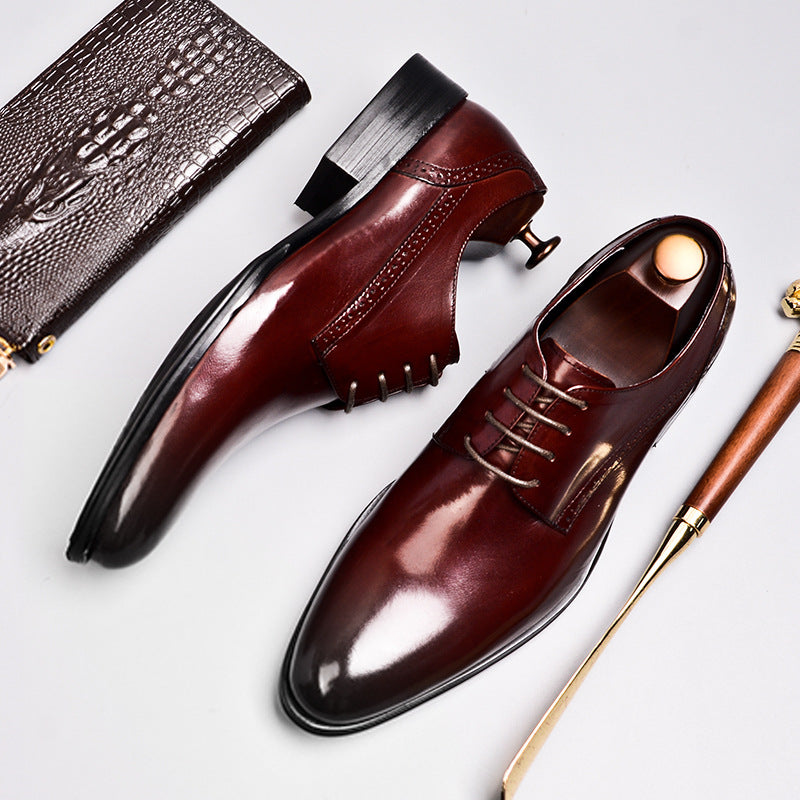 Men's Genuine British Brogue Carving Business Large Leather Shoes