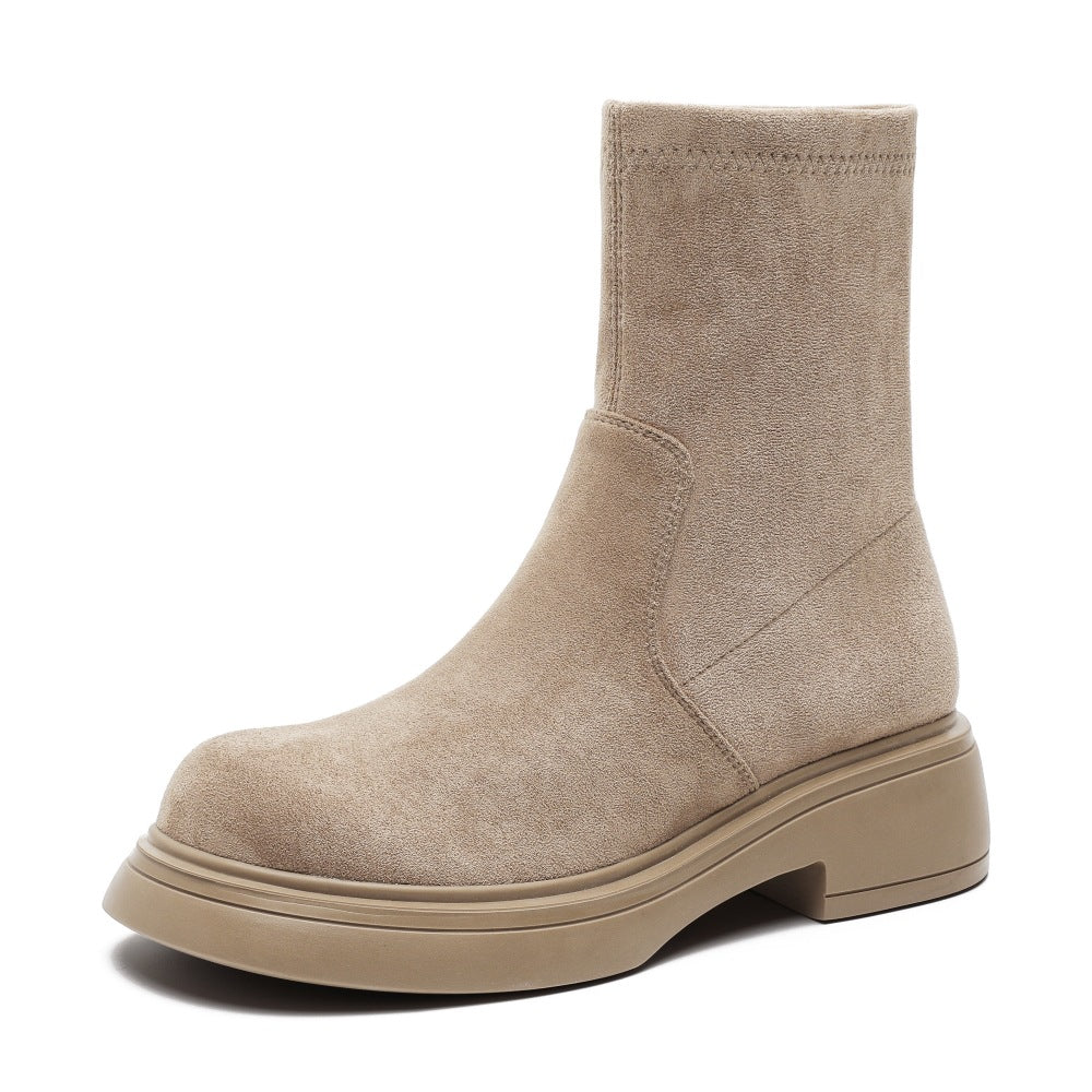 Women's Small Size Martin Short Suede High Slim Women's Leather Boots
