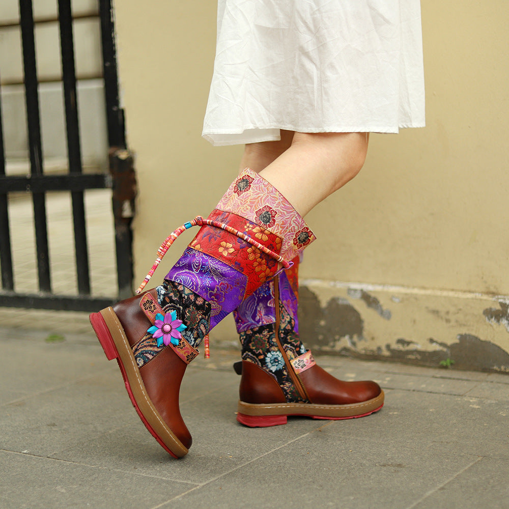 Women's Toe Comfort Retro Mongolian Style Warm Knee-length Boots