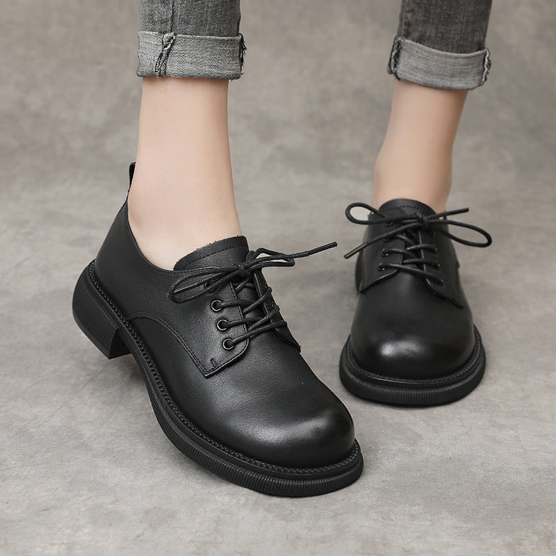 Women's Autumn Genuine England Style Round Head Low Casual Shoes