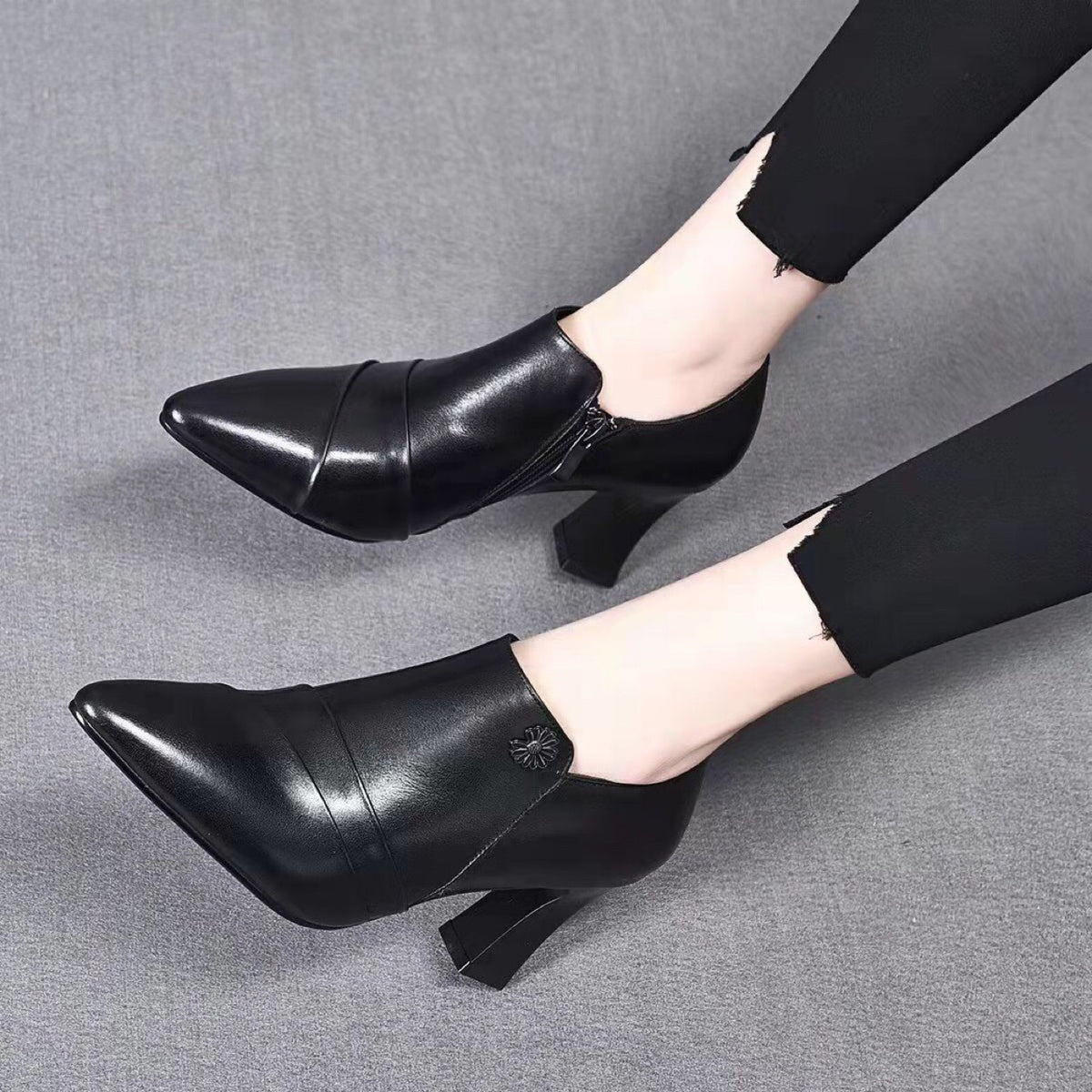 Women's Chunky High High-cut Genuine Autumn Versatile British Heels