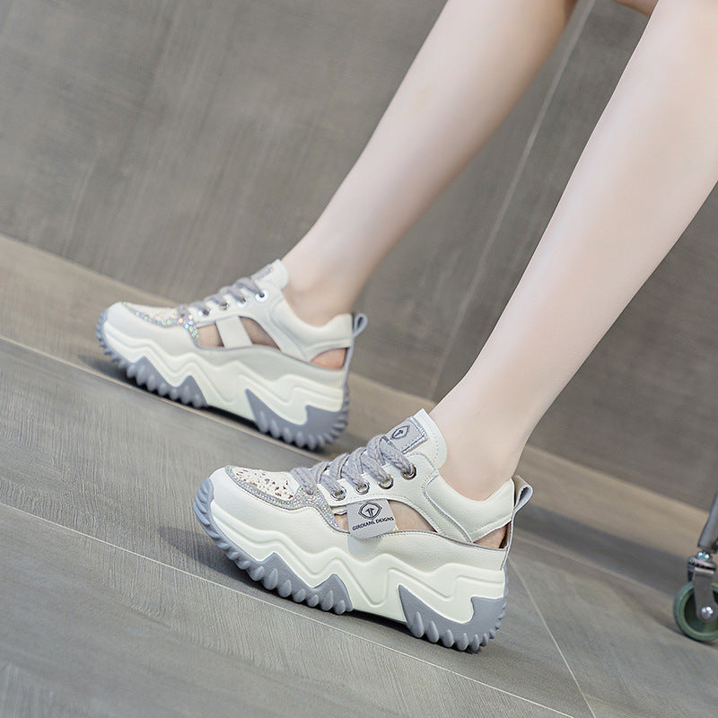 Women's Summer Versatile Platform Closed Toe Breathable White Women's Casual Shoes
