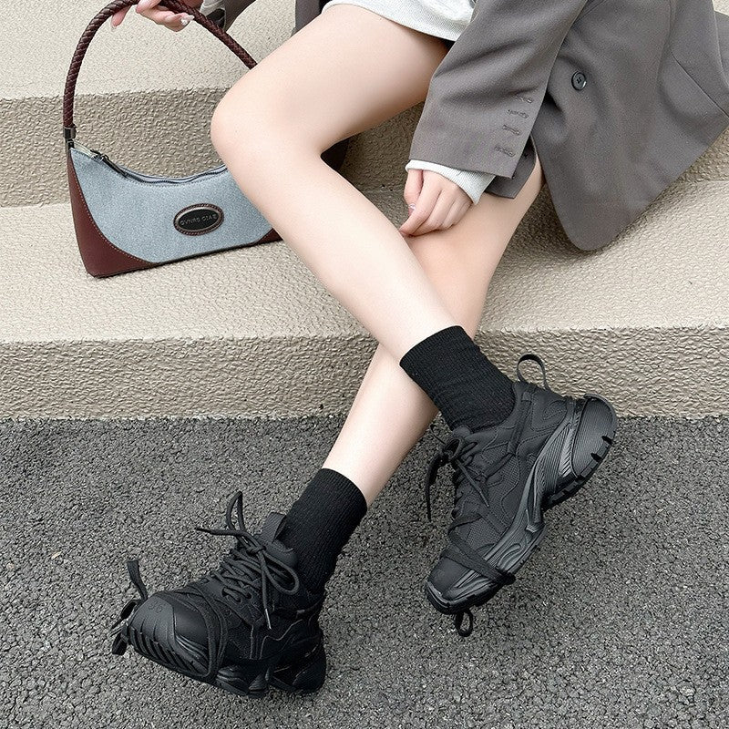 Women's Genuine European Goods Fashion Platform Lace Up Sneakers