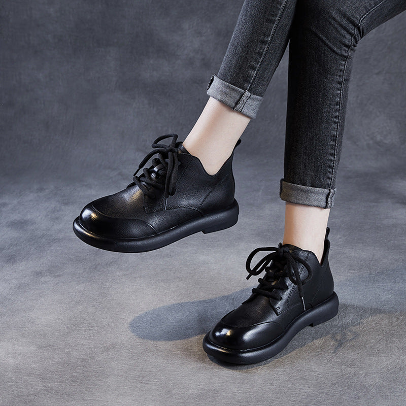 Women's Genuine England Style Martin V Cut Lace Up Booties Ankle Women's Leather Boots