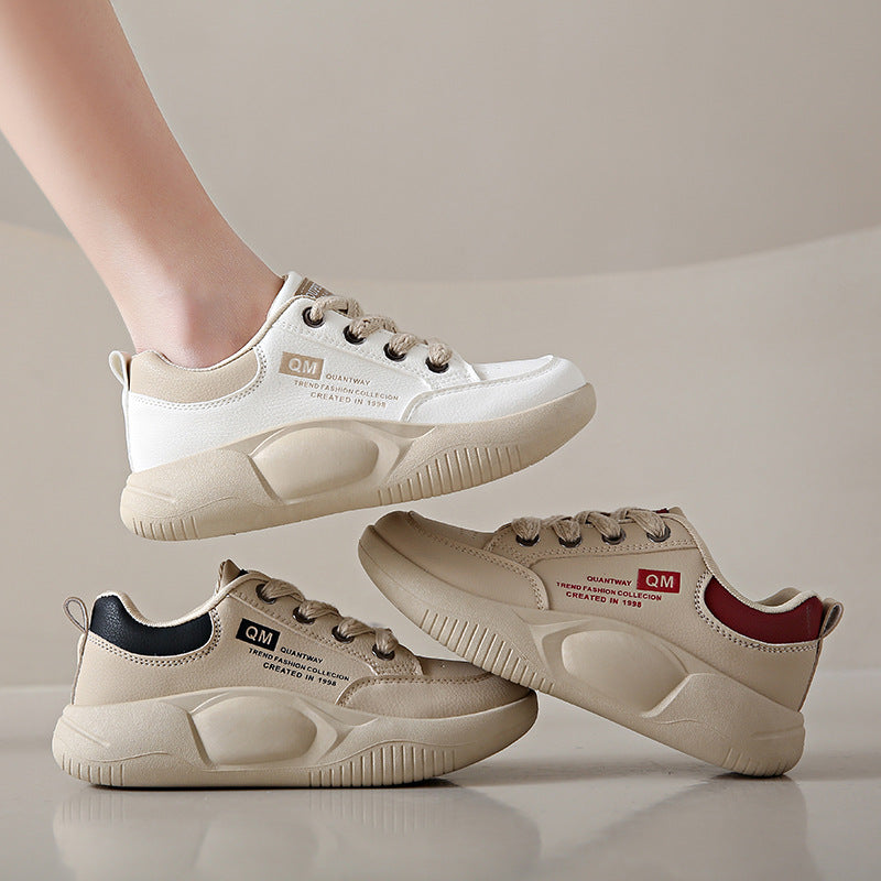 Women's Spring White Korean Style Thick Sole Casual Shoes