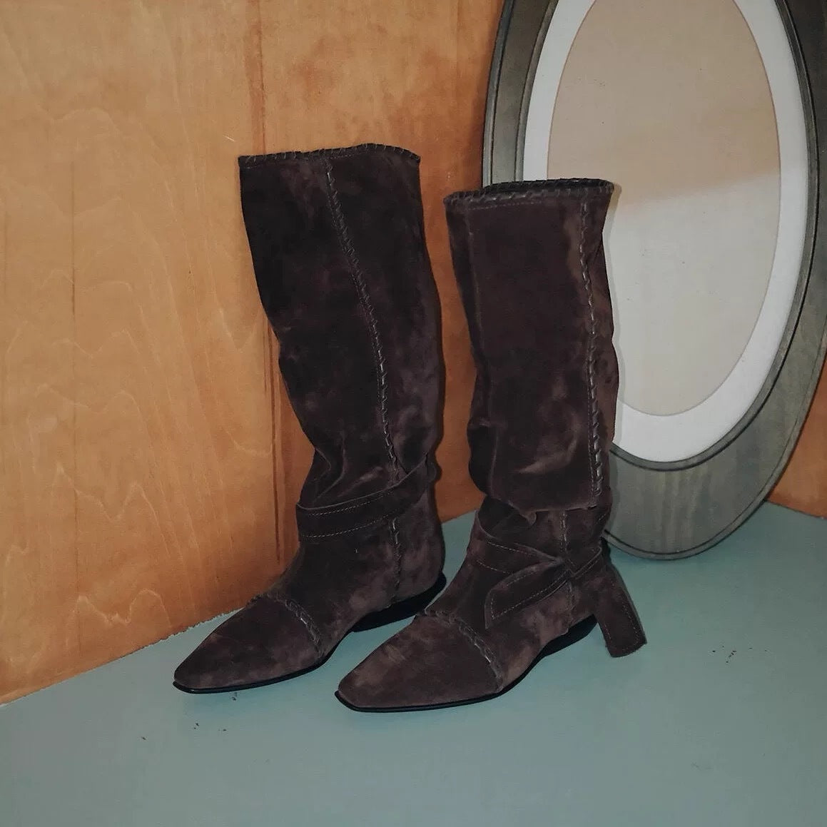 Women's Version Niche Pointed Toe Handmade String Rope Western Cowboy Women's Leather Boots