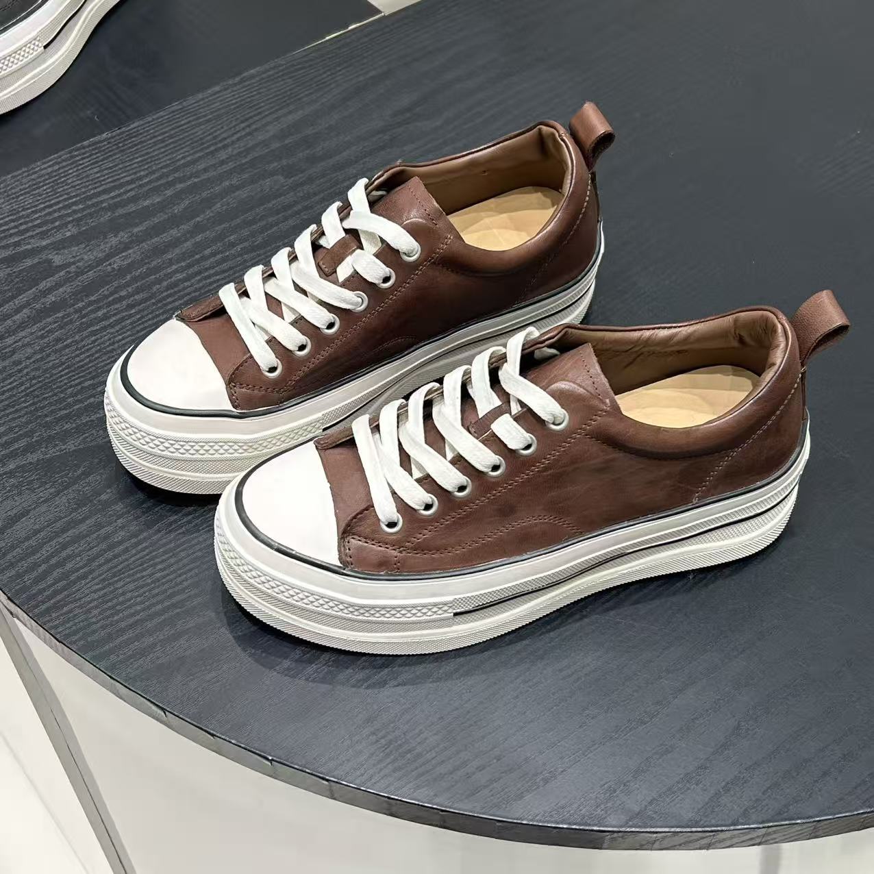 Women's Platform Classic Style Increased Lace Up Round Toe Women's Board Shoes