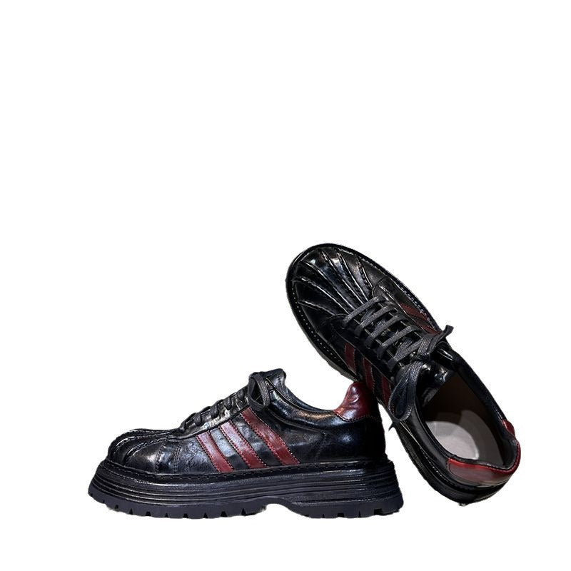 Washed Horse Sports Board Breathable Increased Leather Shoes