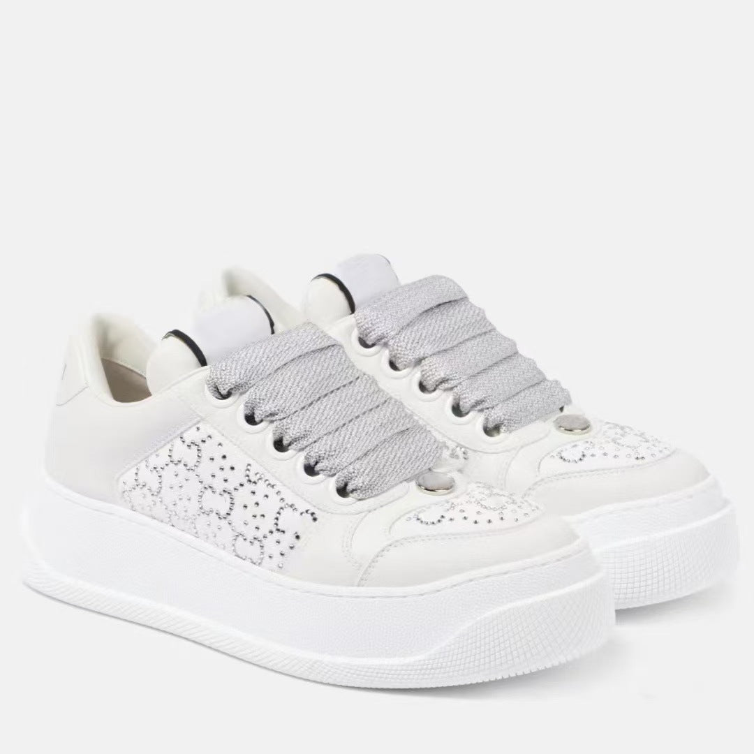 Women's Home Pang Ding Starry Hot Rhinestone Platform Increased Bread Women's Board Shoes