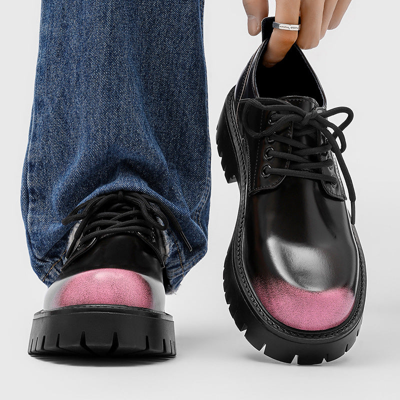 Men's Thick Bottom Increased Business Formal Wear High-grade Big Head Low Men's Casual Leather Shoes