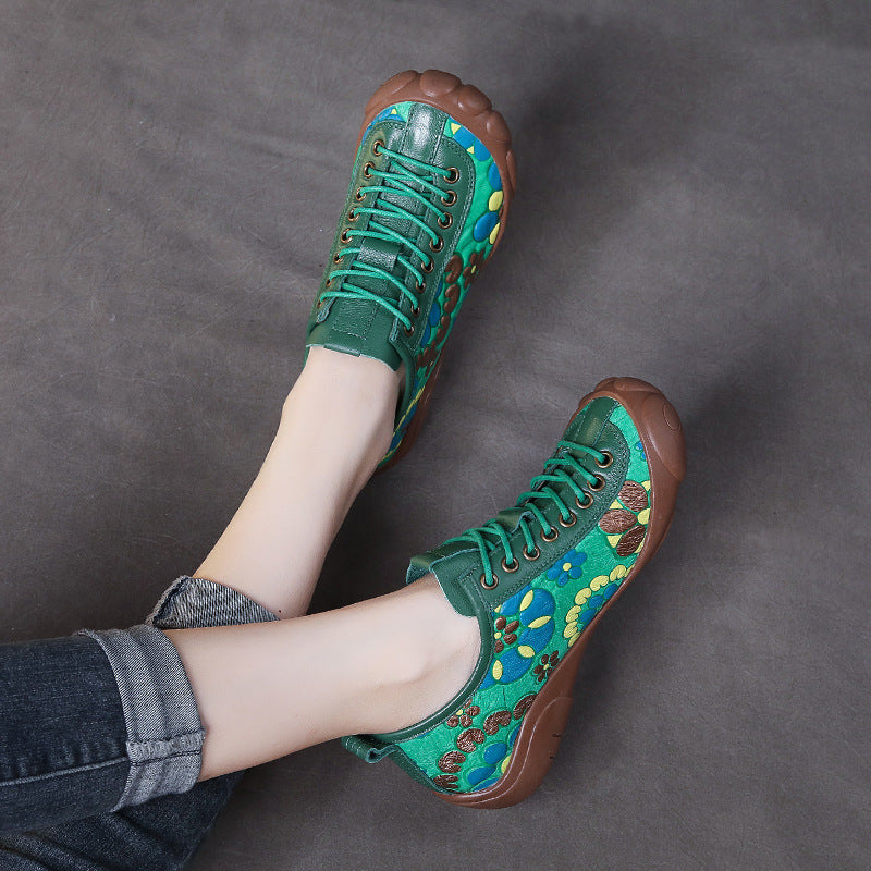 Women's Ethnic Style Retro Handmade Genuine Pumps Autumn Full Grain Cow Men's Shoes