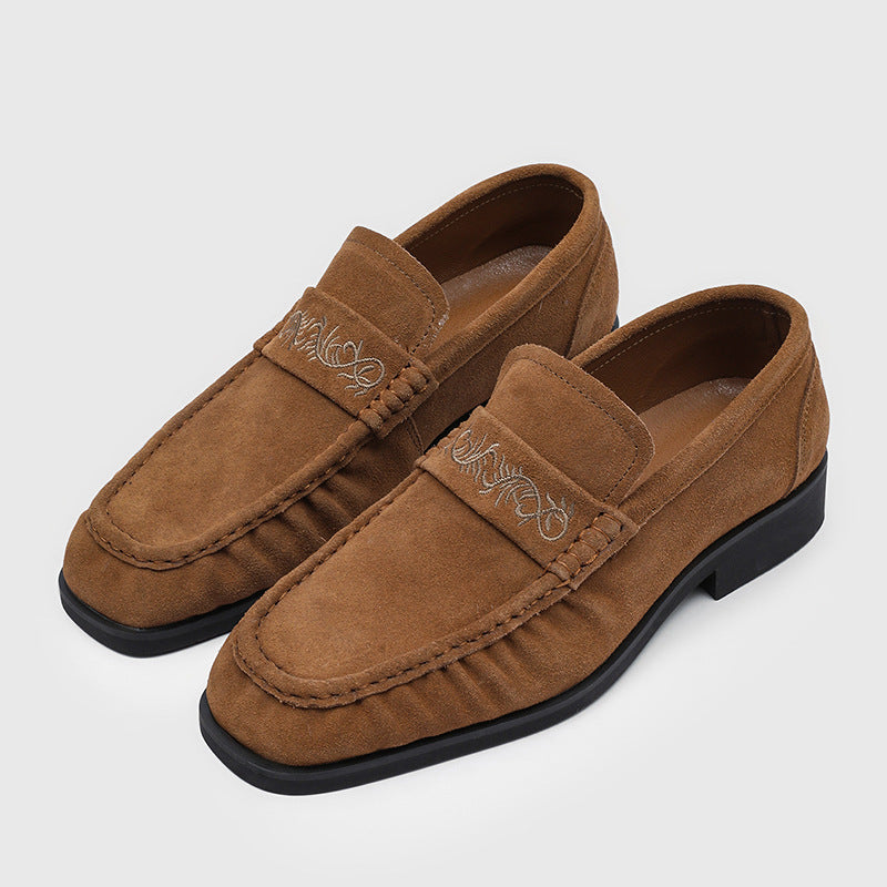 Trendy Spring Slip-on Korean Retro Black Loafers/doug Shoes
