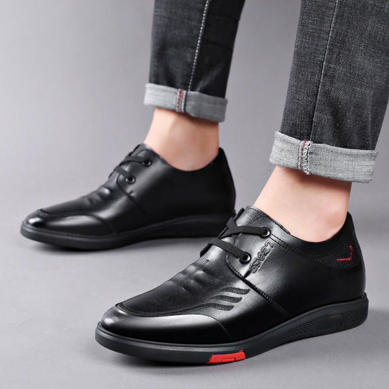 Men's Soft Bottom Green Invisible Height Increasing Insole Cowhide Live Men's Sports Shoes