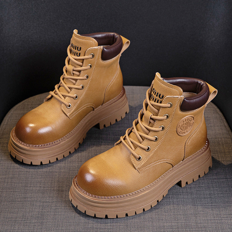 Women's For Worker British Style Ankle Thick Boots