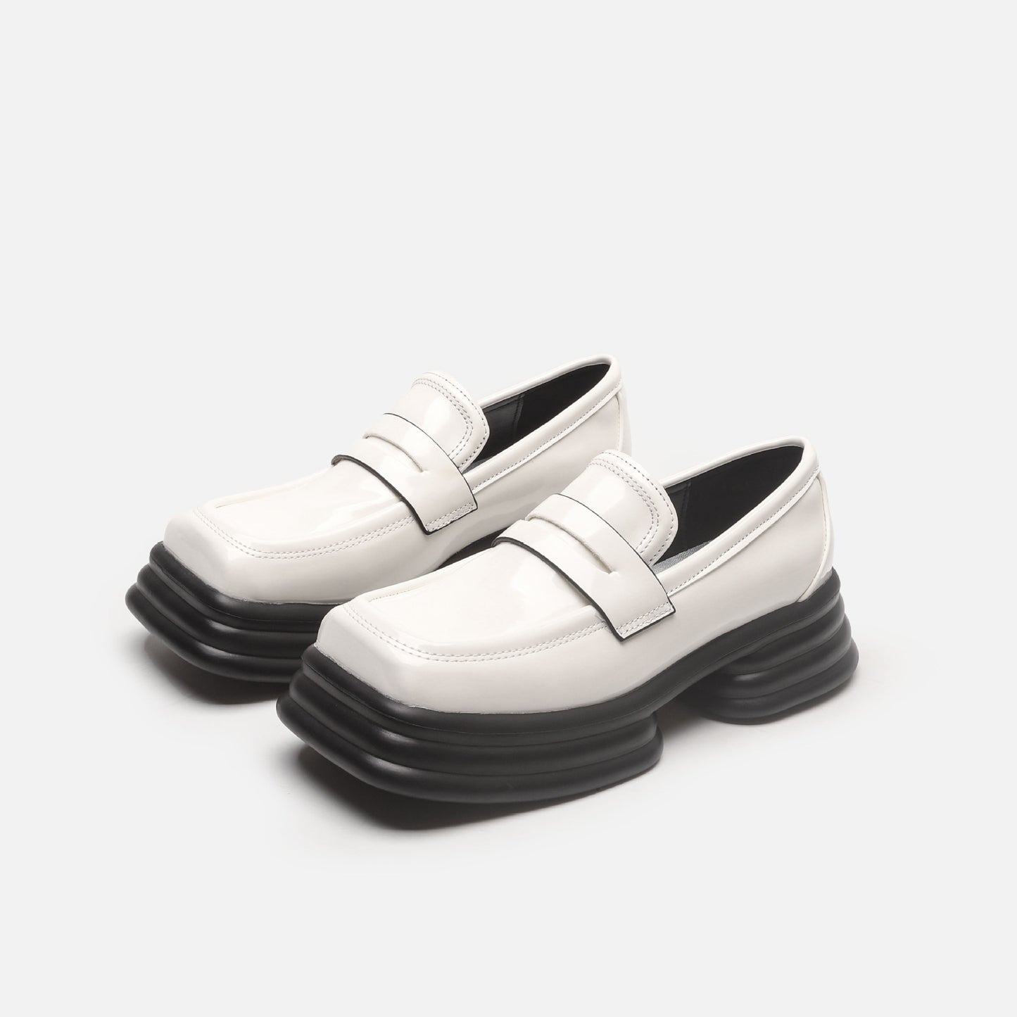Thick-soled Retro British Square Toe Chunky Loafers