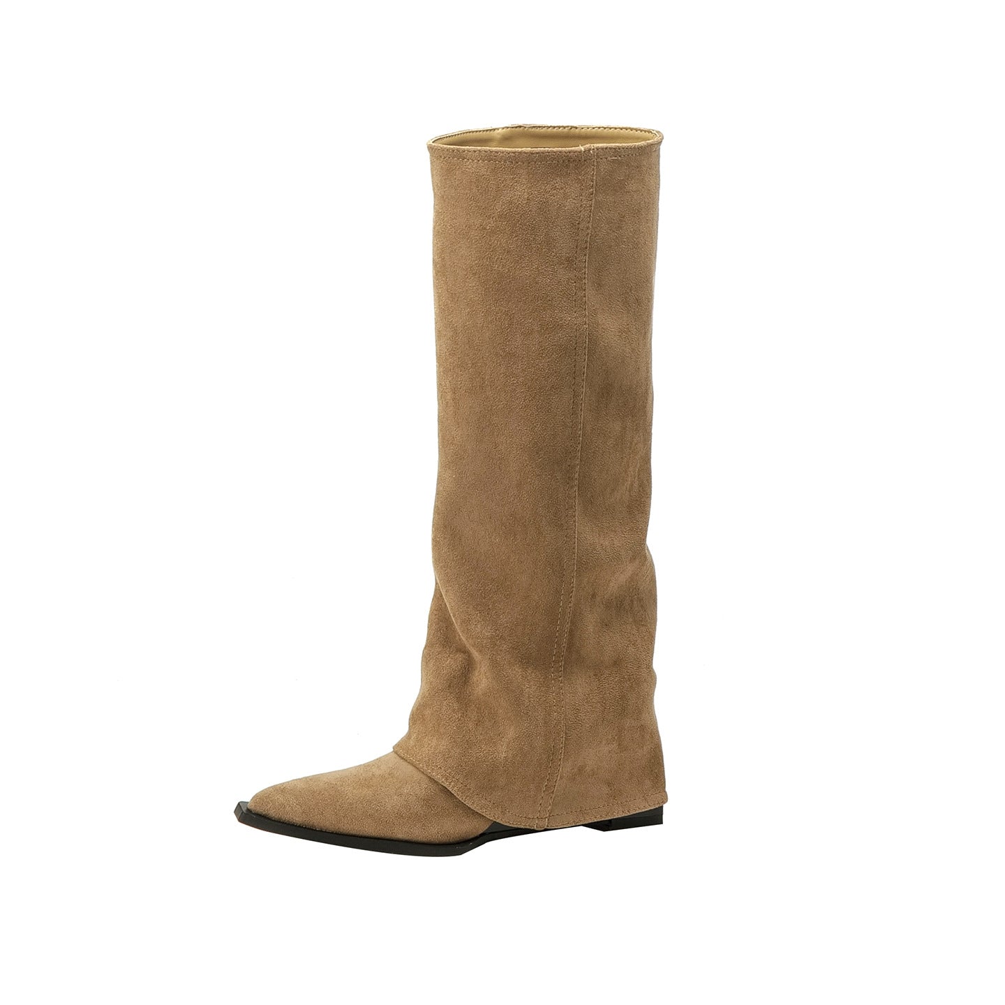 Below The Knee Long Female Hot Khaki Big Tube Women's Leather Boots