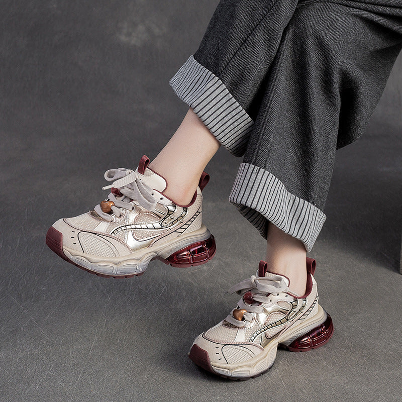 Women's First Layer Cowhide Sports Dad Fashionable Lightweight Women's Casual Shoes