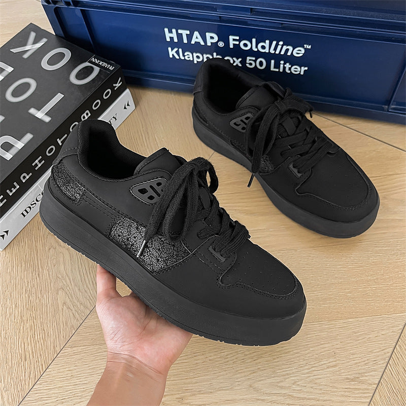 Men's Design Crack White Trendy Platform Heightened Men's Board Shoes