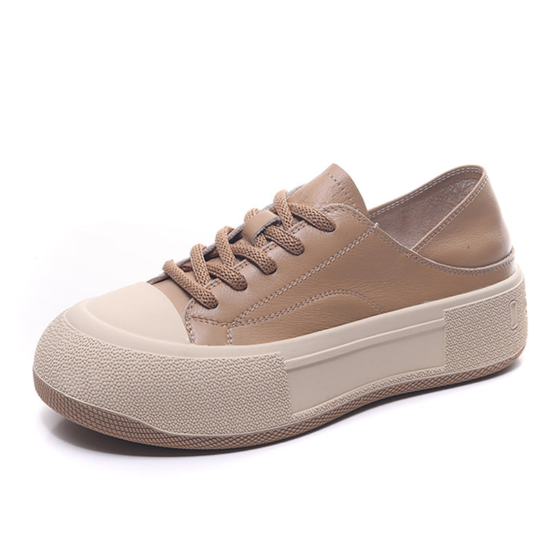 Women's Layer Cowhide Board Leisure Commute White Korean Women's Shoes
