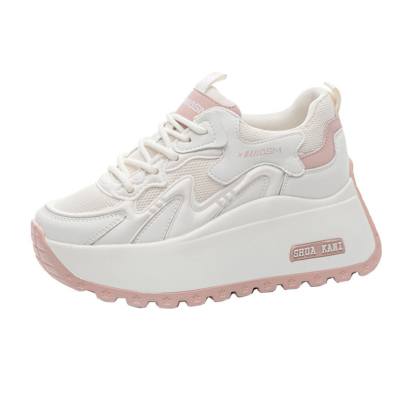 Women's Increasing Insole Genuine Platform Mesh Surface Casual Shoes