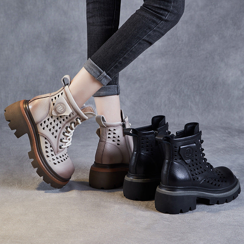 Women's Retro British Platform Thin Hollow Martin Sandals