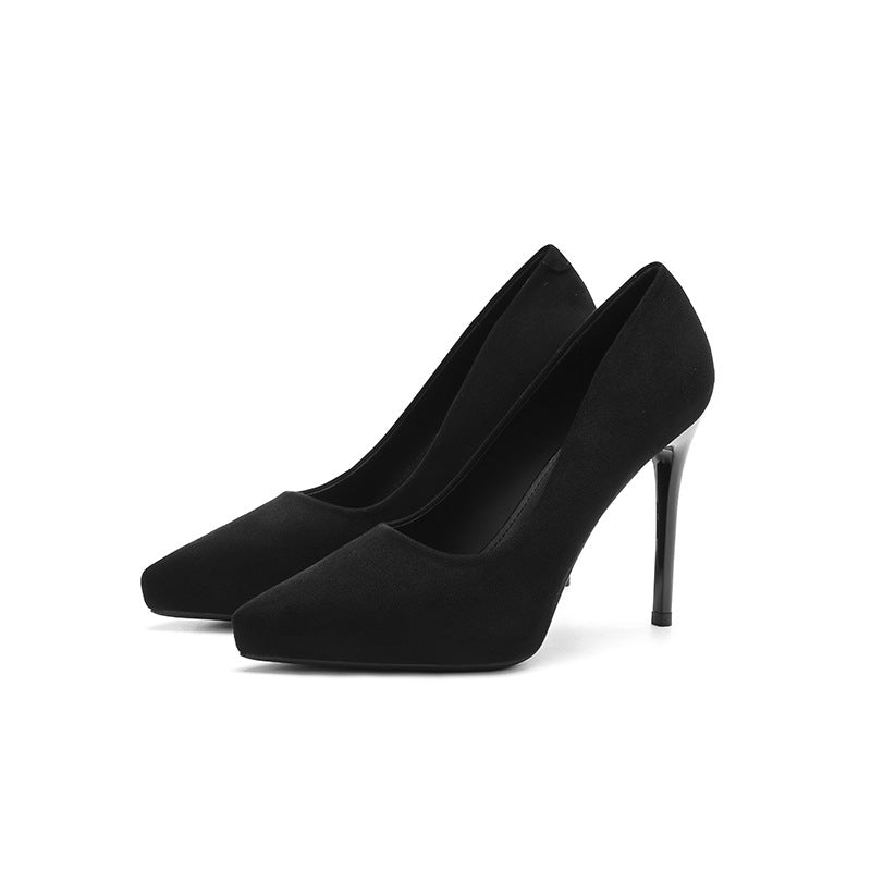 Elegant Pointed Toe Pumps Height Increasing Insole Waterproof Platform High Heels