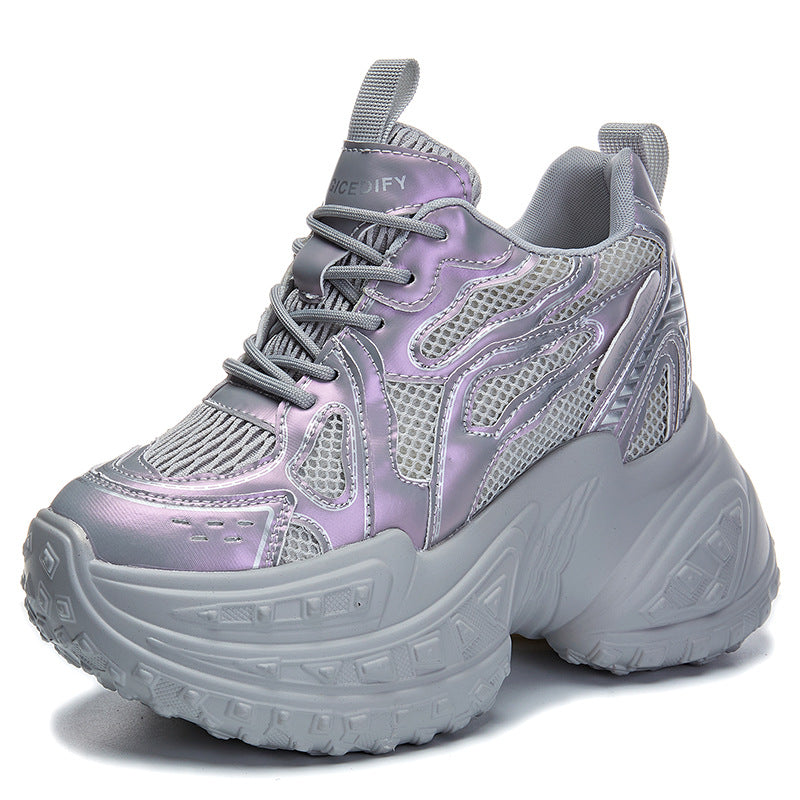 Women's Breathable Clunky Platform Mesh Surface Small Sneakers