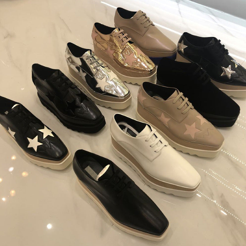Platform Female Square Toe Thin Strap Wedge Height Increasing Muffin Women's Casual Shoes