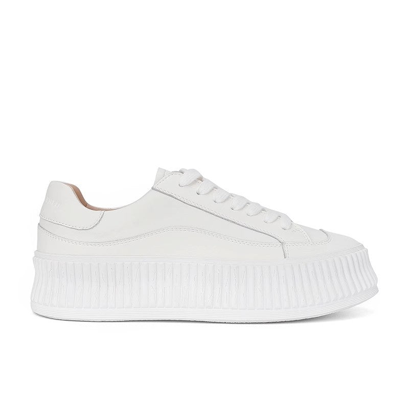 Women's Platform White Lace Up Muffin Sports Women's Casual Shoes